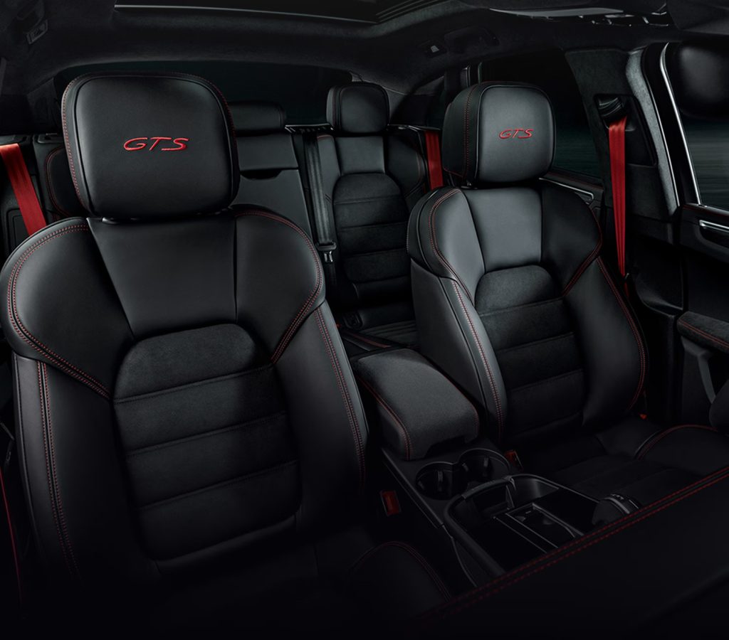 Rear view of the Porsche Macan GTS highlighting cargo space and everyday SUV practicality.