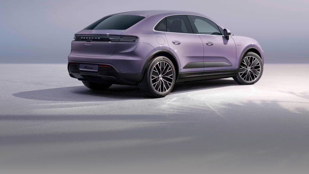 Porsche Macan EV electric SUV with aerodynamic body and signature Porsche styling.