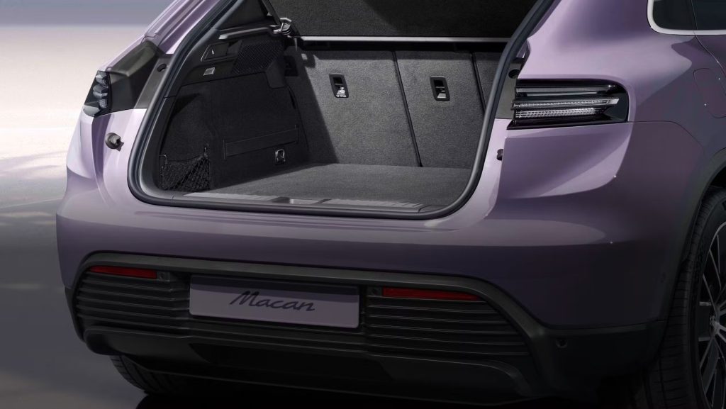 The interior of this Porsche EV SUV is showing spacious cabin and advanced digital cockpit.