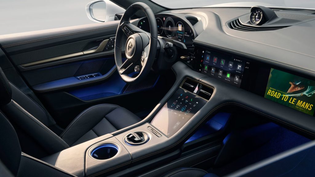 Porsche Taycan EV software architecture with digital displays and advanced electric vehicle technology