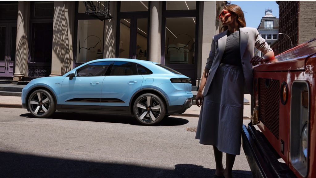 Porsche Macan gas and EV design comparison showing performance SUV styling for 2026