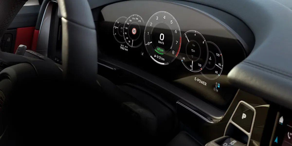 Aerial view of the Cayenne’s panoramic glass roof and sleek exterior design.