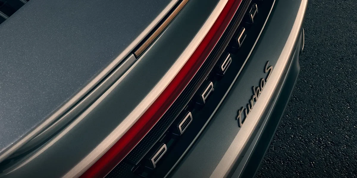 Porsche 911 Turbo S showing active aerodynamic features that improve airflow and high-speed stability