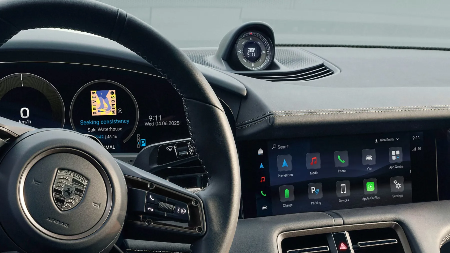 Porsche Taycan Cross Turismo digital electric performance dashboard interface