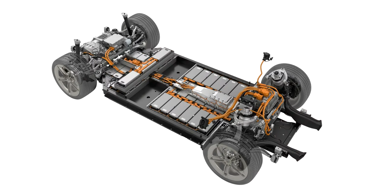 Porsche Taycan Sport Turismo electric vehicle using its 800-volt ultra-fast charging system.